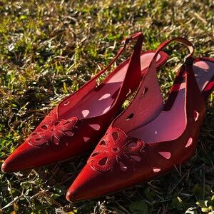 Vintage Via Spiga red kitten heel from Italy